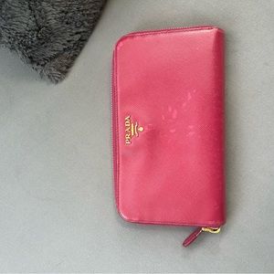 Prada Pink Safiano Leather Zippy Wallet